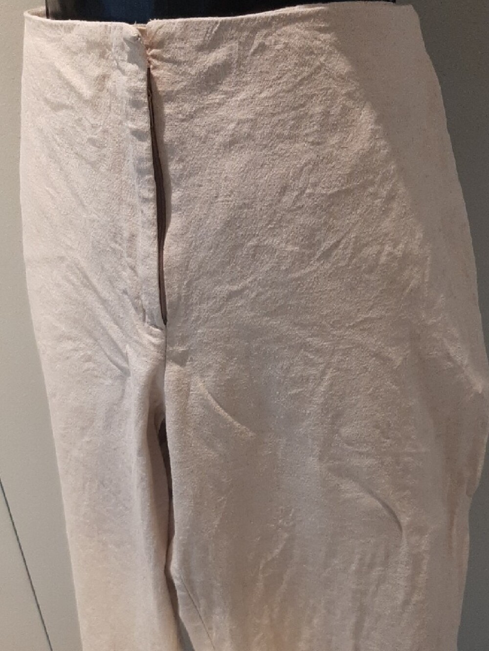 Dalia🤎COTTON/LINEN Vintage Wide-Leg Crop Pants Light Cream/Supple Pattern Sz 12 - Picture 3 of 12